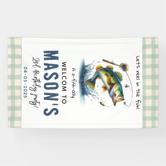 O-Fish-Ally Two Vist tweede verjaardag Spandoek (Horizontaal)