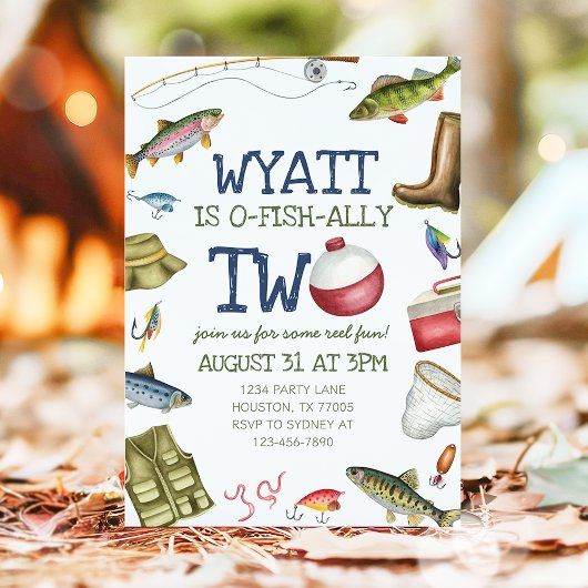 O-Fish-Ally Two Vist tweede verjaardagsuitnodiging Kaart