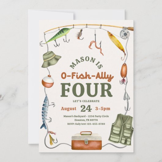 O-Fish-Ally uitnodiging voor vier verjaardagen (Voorkant)
