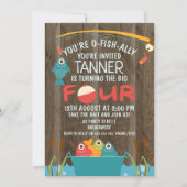 O-Fish-Ally Vier Geviste verjaardagsuitnodiging Kaart (Voorkant)