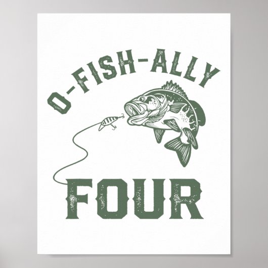 O-fish-ally Vier Verjaardagsdecoraties 4e Verjaard Poster (Voorkant)