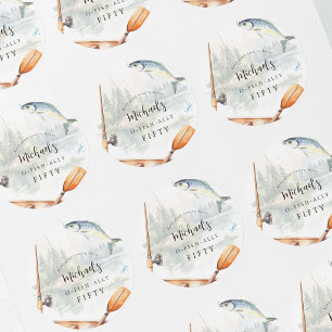 O-Fish-Ally Vis Thema Verjaardagsfeestje Ronde Sticker