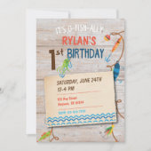 O-Fish-ally Vist Boys First Birthday Invitation Kaart (Voorkant)
