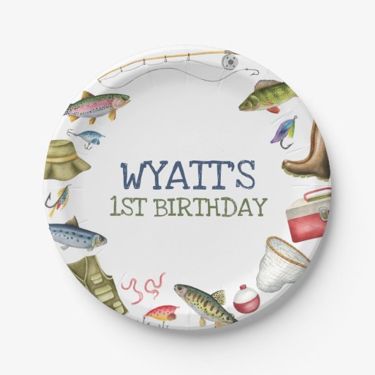 O-Fish-Ally Vist verjaardag Papieren Bordje (Voorkant)