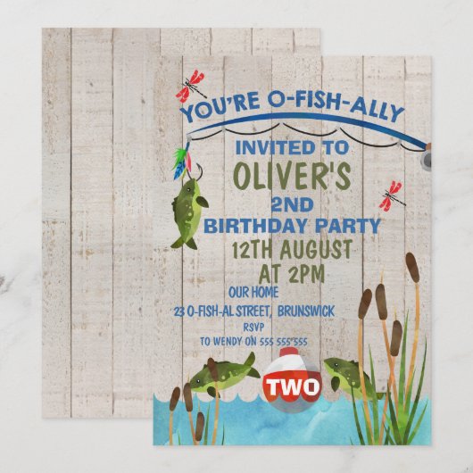 O-Fish_Ally Waterverf Birthday Uitnodiging (Voorkant / Achterkant)