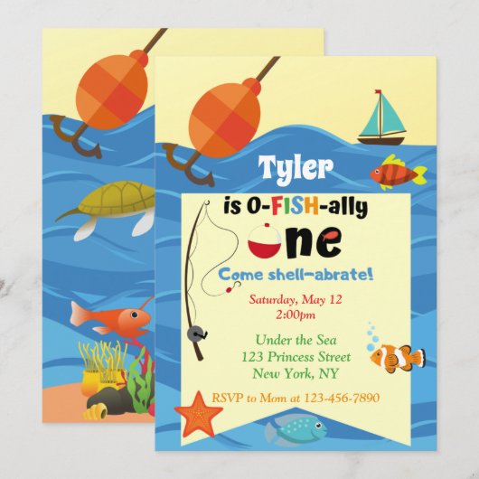 O-Fish-Bally één verjaardagsuitnodiging Kaart (Voorkant / Achterkant)