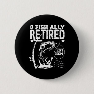 O-fish-ieel met pensioen sinds pensioen Vissen Cad Ronde Button 5,7 Cm