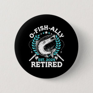 O-fish-ieel met pensioen Visserij Pensioencadeaus Ronde Button 5,7 Cm