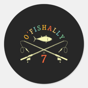 O-fishally 7 jaar oude visser 7e verjaardag vis ronde sticker