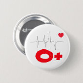 O+ Funky Blood Type Heart Rate Button (Voorkant /achterkant)