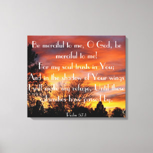 O God, genadig voor mij... bijbel, Psalm 57:1 Canvas Afdruk