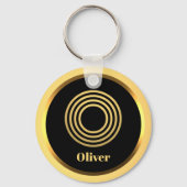 O Gold Monogrammed Letter persoonlijk Sleutelhanger (Voorkant)