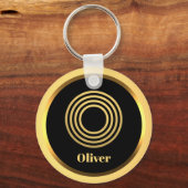 O Gold Monogrammed Letter persoonlijk Sleutelhanger (Voorkant)