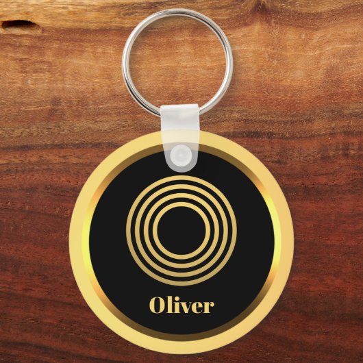 O Gold Monogrammed Letter persoonlijk Sleutelhanger (Voorkant)