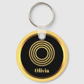 O Gold Monogrammed Letter persoonlijk Sleutelhanger (Voorkant)