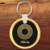 O Gold Monogrammed Letter persoonlijk Sleutelhanger (Voorkant)