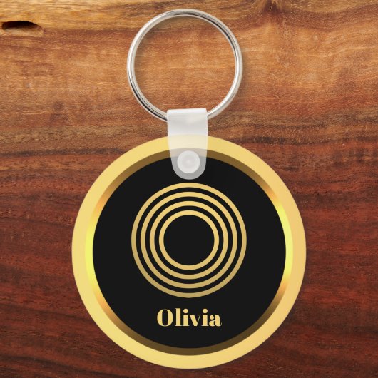 O Gold Monogrammed Letter persoonlijk Sleutelhanger (Voorkant)