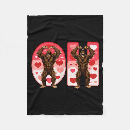 O-h Couples Matching Funny Bigfoot In Midwestern V Fleece Deken (Voorkant)