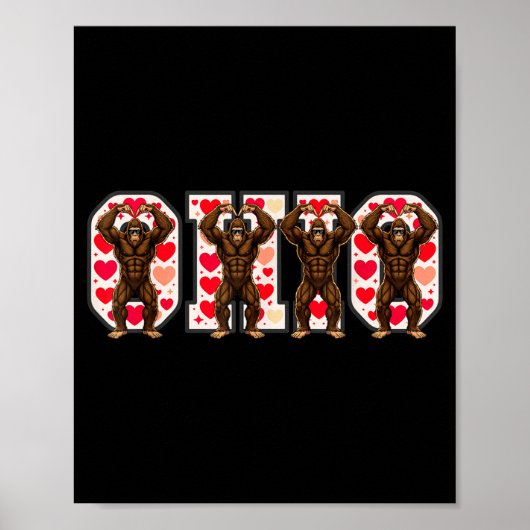 O-h-i-o Funny Bigfoot Ohio In Midwestern Valentine Poster (Voorkant)