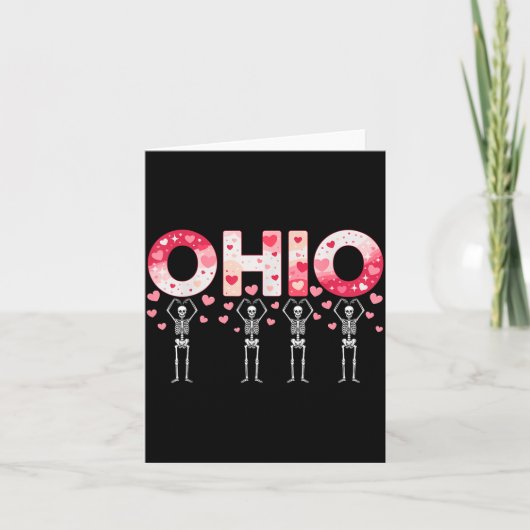 O-h-i-o Funny Skeletons Ohio In Midwestern Valenti Kaart (Voorkant)