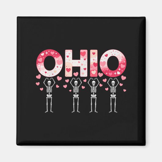 O-h-i-o Funny Skeletons Ohio In Midwestern Valenti Magneet (Voorkant)