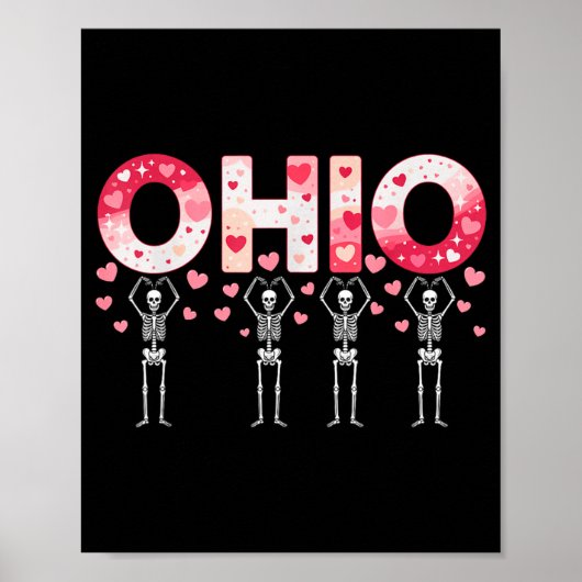 O-h-i-o Funny Skeletons Ohio In Midwestern Valenti Poster (Voorkant)