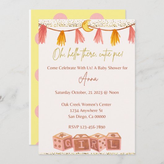 O Hallo daar lieve schat Digitale uitnodiging  (Voorkant / Achterkant)