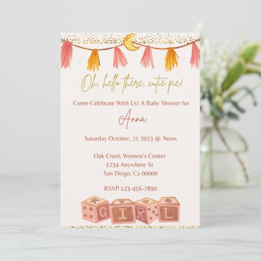 O Hallo Daar Moppie Digitale Uitnodiging (Staand voorkant)