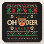 O Heer Lelijke Kerstmuts Trui Bier Onderzetter (Voorkant)
