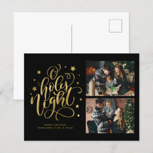 O Heilig Nachtelijk Fancy Manuscript 2 Foto Collag Feestdagenkaart