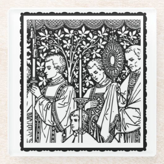 O Heilige Heiligheid De Heilige Monstrant met prie Glazen Onderzetter (Voorkant)