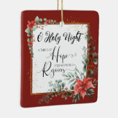 O Heilige Kerstmis Carol Red Green Floral Keramisch Ornament (Rechts)