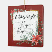 O Heilige Kerstmis Carol Red Green Floral Keramisch Ornament (Links)