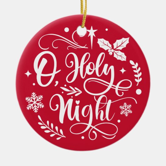 O Heilige Kerstmis - Vakantie voor aangepaste kers Keramisch Ornament (Voorkant)