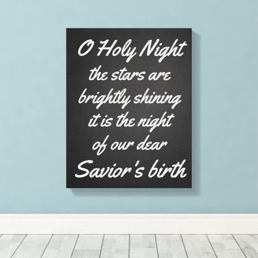  o heilige nacht | Chalkboard kerstscript Canvas Afdruk (Insitu (Houten vloer))