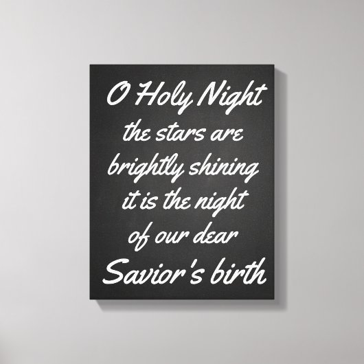  o heilige nacht | Chalkboard kerstscript Canvas Afdruk (Voorkant)