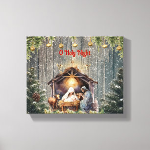 O Heilige Nacht: Een Tijdloos Geboortetoneel op Ca Canvas Afdruk