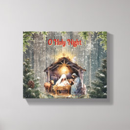 O Heilige Nacht: Een Tijdloze Geboortescène Canvas Afdruk
