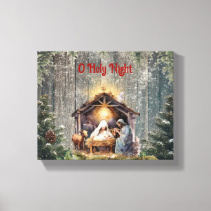 O Heilige Nacht: Een Tijdloze Geboortescène Canvas Afdruk