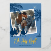 O Heilige Nacht Foto Kerst Goud Folie Feestdagenkaart (Voorkant)