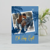 O Heilige Nacht Foto Kerst Goud Folie Feestdagenkaart (Staand Voorkant)