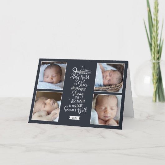 O Heilige Nacht Foto Kerstgeboorte Aankondiging (Voorkant)