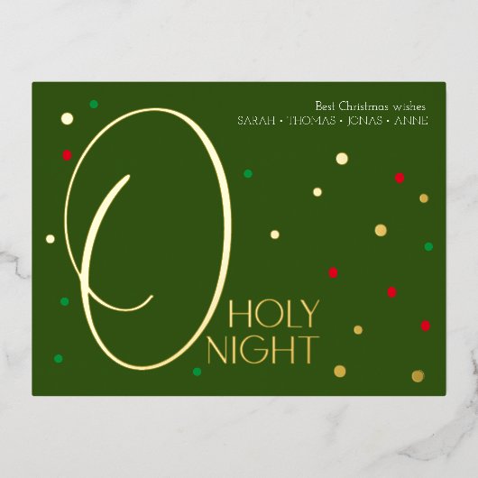 O heilige nacht goud elegante kerstkaart folie feestdagen briefkaart (Voorkant)