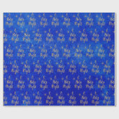 O Heilige Nacht Kerstmis Blauw en Goud Cadeaupapier (Vlak)