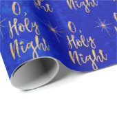 O Heilige Nacht Kerstmis Blauw en Goud Cadeaupapier (Rol Hoek)