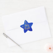O Heilige nacht Kerstmis Blauw en Goud Ster Sticker (Envelop)