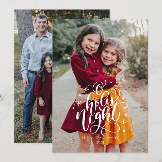 O Heilige nacht Kerstmis fotokaart Kaart (Voorkant / Achterkant)