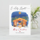 O Heilige Nacht Kerstmis Geboorte Fotokaart Kaart (Staand voorkant)