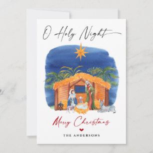 O Heilige Nacht Kerstmis Geboorte Fotokaart Kaart