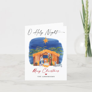 O Heilige Nacht Kerstmis Geboorte Scène Familie Fo Feestdagen Kaart